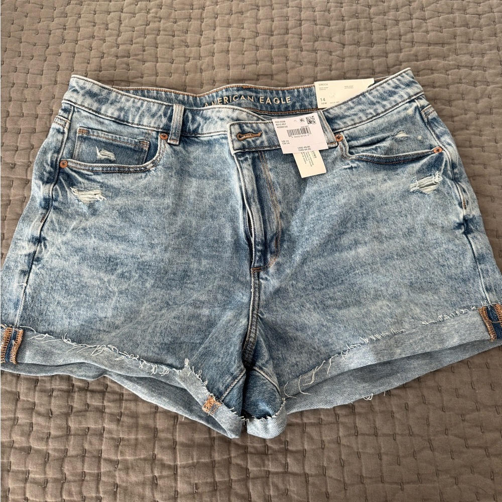 American Eagle Outfitters Light Blue Distressed Denim Jean Shorts
